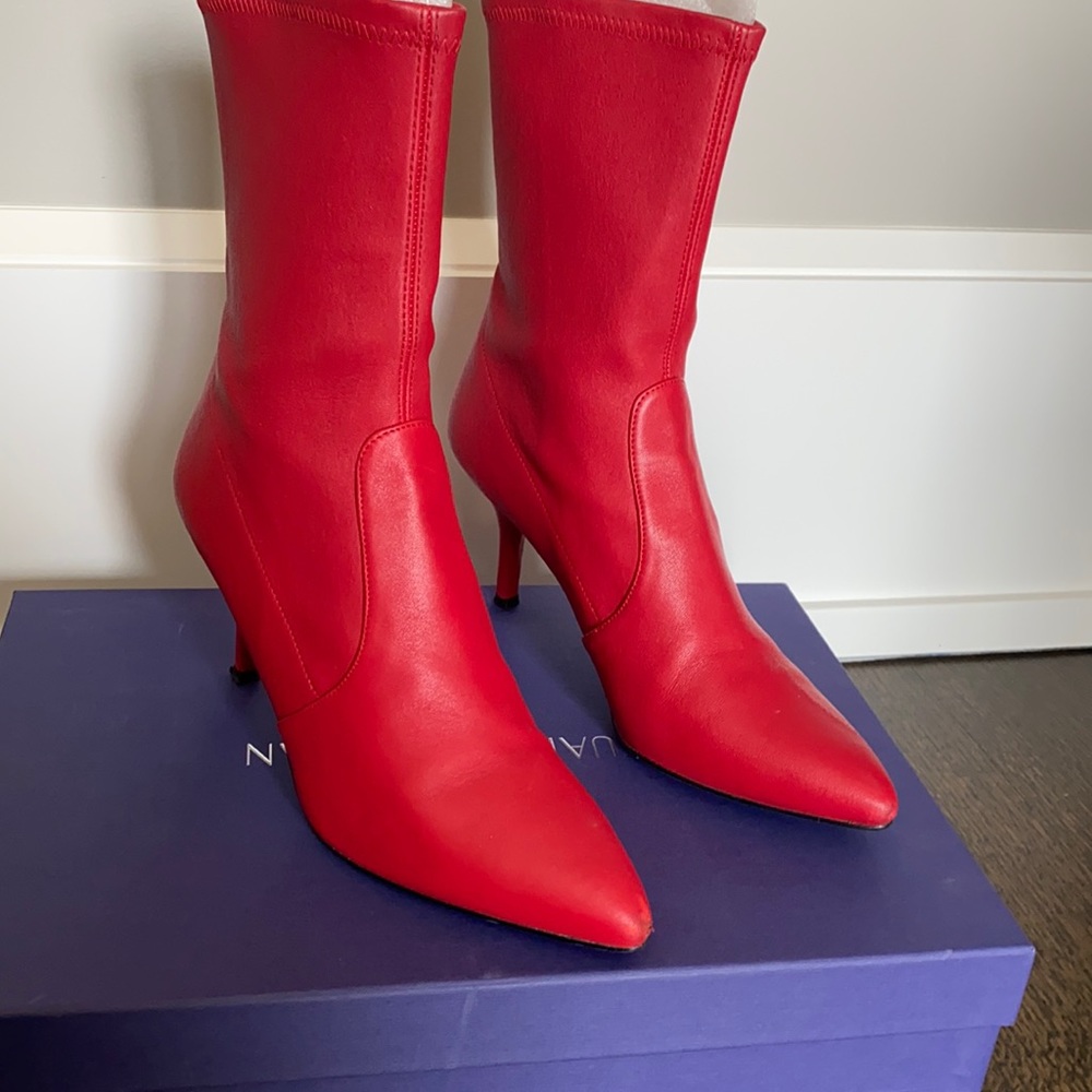 Red booties -Stuart Weitzman